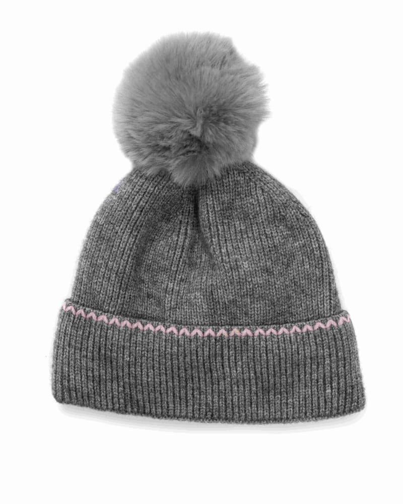 Front of a size One Size Warm Winter Hat Knitted Pompom Hat Grey in GREY by Cocoboo. | dia_product_style_image_id:310530